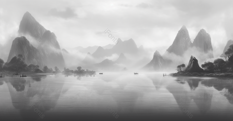 灰色调山脉山水水墨风背景图,插画/手绘图,插画/手绘图库,插画/手绘图下载,插画/手绘